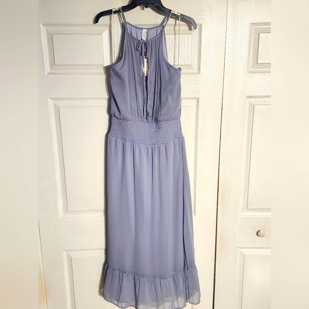 Elegant Sleeveless periwinkle dress, Boho style, beachy, maxi, vintage, summer
